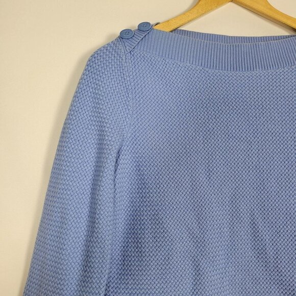 Talbots Women's Basket Weave Nautical Anchor Buttons Boat Neck Sweater Size M - Picture 3 of 14